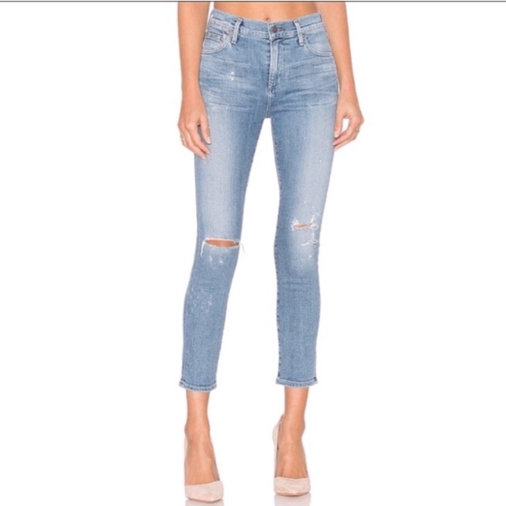 Citizens of humanity distressed rocket crop high rise skinny jeans size 25